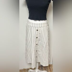 NWOT Christopher & Banks
Stripe Linen Blend Button Front Skirt 
Size Small